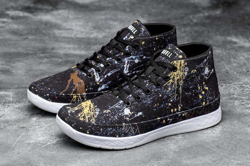 Men's Nobull Splatter Canvas Mid Trainers Black | SG F2246D